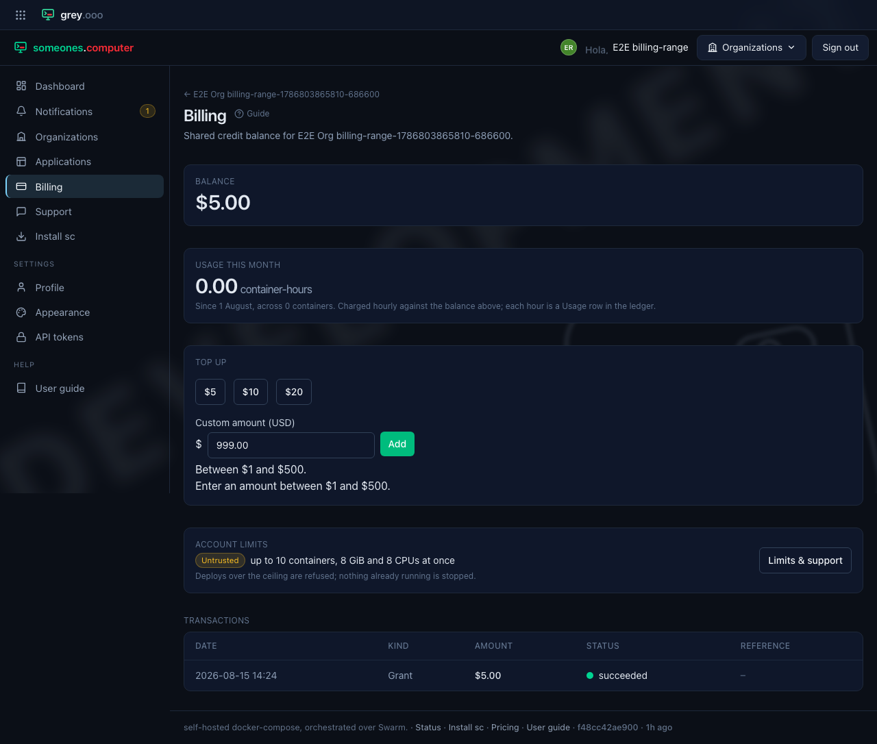 Billing — invalid custom amount rejected