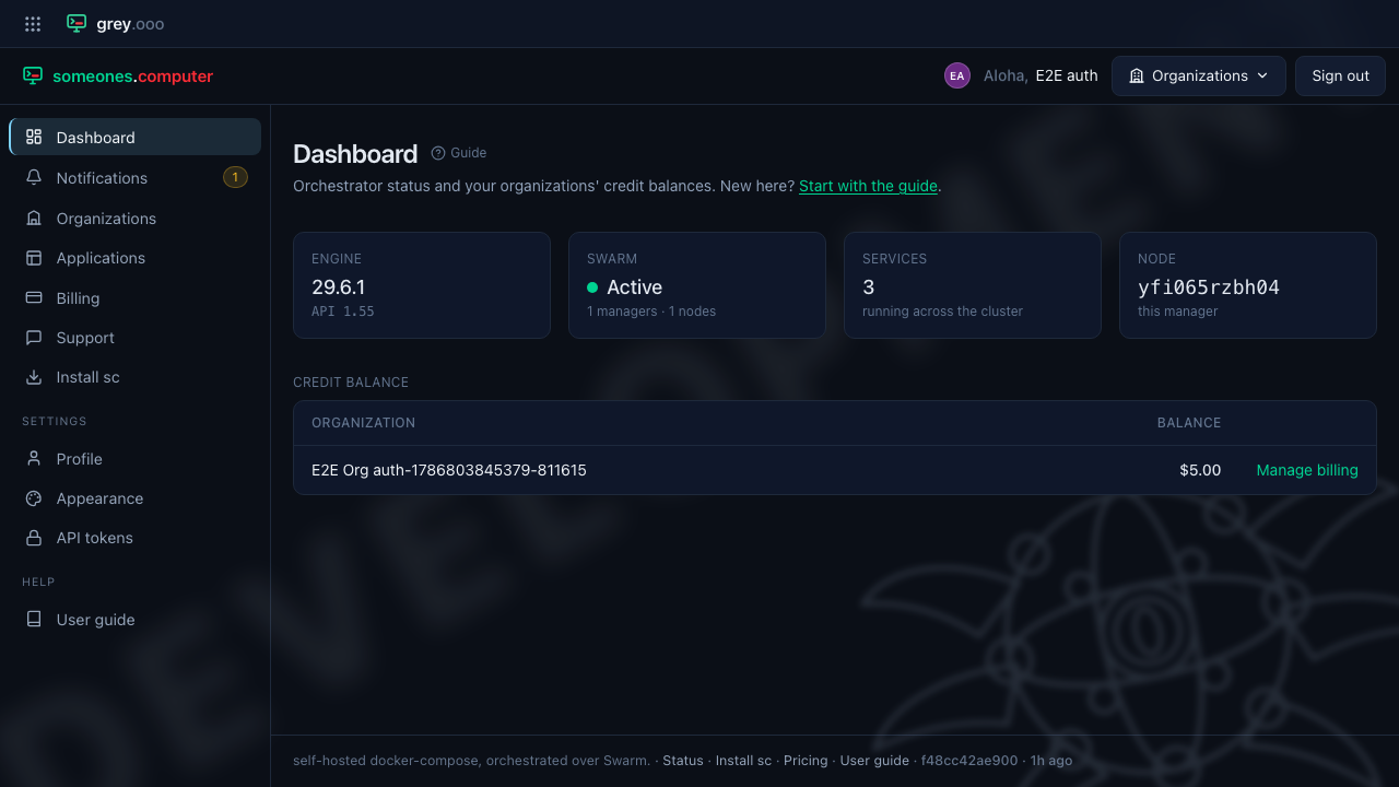 Dashboard immediately after registering