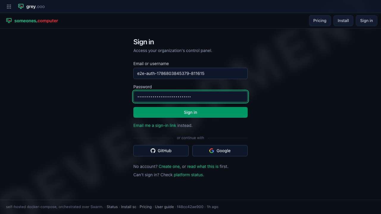 Sign-in form, filled in