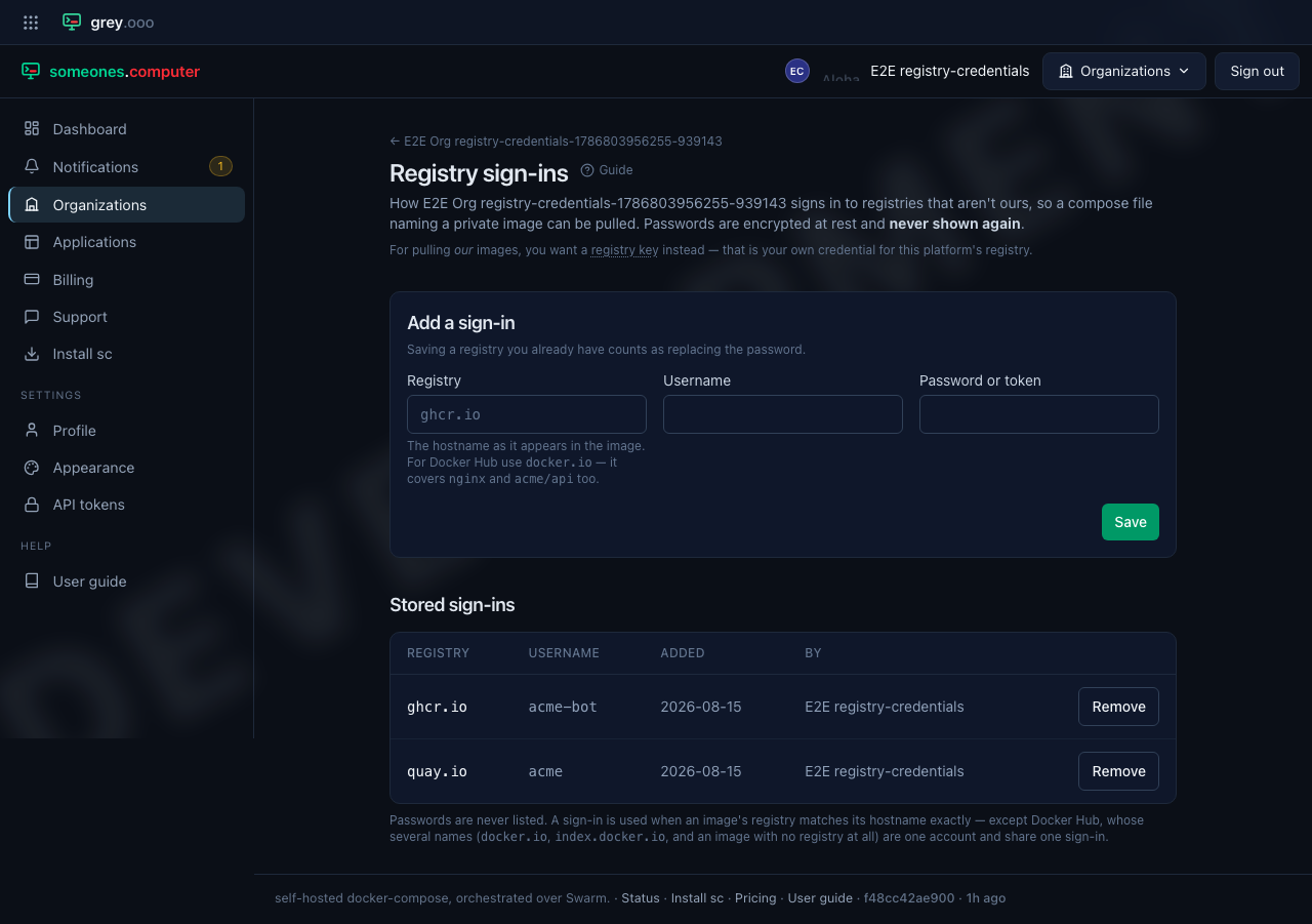 Registry sign-ins