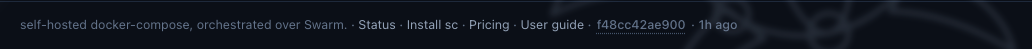 The same footer for an operator, where the sha opens the build panel